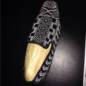 Donald J. Pliner Black and White Geometric Slip-On Loafers